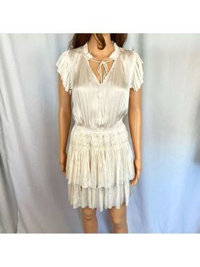 Claire Dress by Reset Creamy White Satin Blouson Mini Dress Women’s S